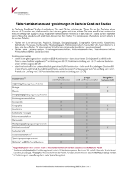 Infoblatt zu Kombinationen im Bachelor Combined Studies