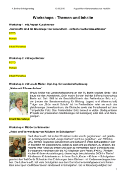 Workshop Inhalte - Gerda Schneider