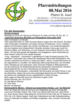 Pfarrmitteilungen 08.Mai 2016