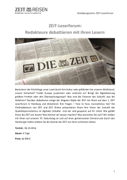 ZEIT-Leserforum: Redakteure debattieren mit ihren