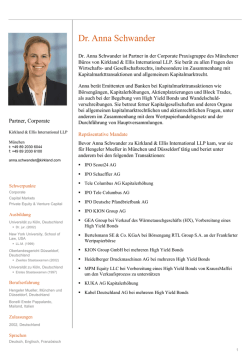 Dr. Anna Schwander - Kirkland & Ellis