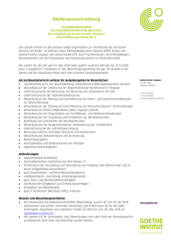 Stellenausschreibung - Goethe