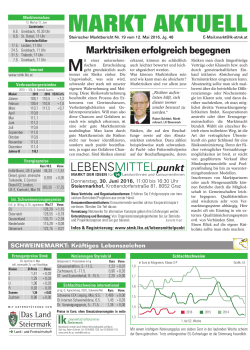 Steirischer Marktbericht Nr. 19 zum 12. Mai 2016