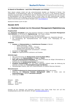 Mandat 3570 einen Business Analyst (w/m) Document Management