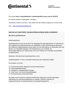 Industriekauffrau Ausschreibung 2016