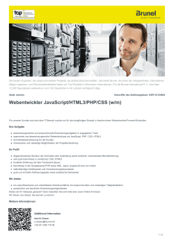 Webentwickler JavaScript/HTML3/PHP/CSS Job in Aachen
