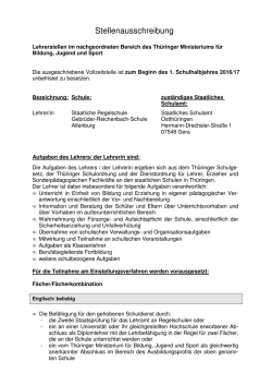 Stellenausschreibung - Gebrüder Reichenbach Schule