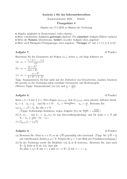 Analysis 1 für das Informatikstudium Sommersemester 2016 Schüth