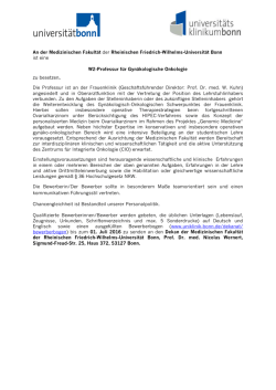 W2-Professur f&uuml;r Gyn&auml;kologische Onkologie