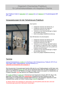 Infos zum Praktikum f&uuml;r das SoS 2016