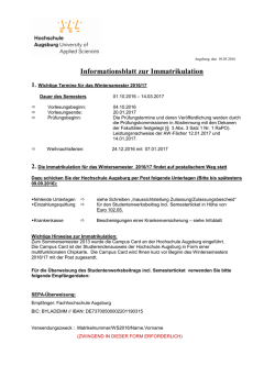Informationsblatt zur Immatrikulation