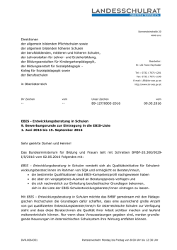 EBIS - Entwicklungsberatung in Schulen 9. Bewerbungsrunde zur