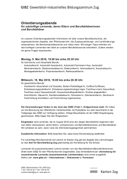 Infoblatt Orientierungsabende