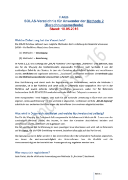 FAQs SOLAS-Verzeichnis f&uuml;r Anwender der Methode 2