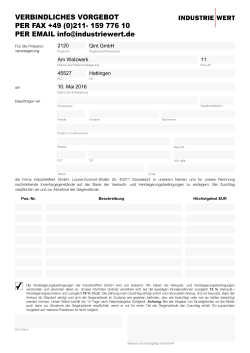 Vorgebotsformular - Industriewert GmbH