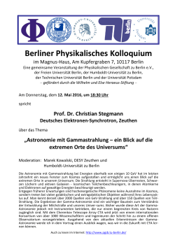 Berliner Physikalisches Kolloquium am 12.05.2016: Stegemann