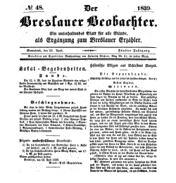 Der Breslauer Beobachter. Ein unterhaltendes Blatt für alle Stände