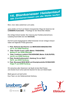Moin, moin, liebe L&auml;uferinnen und L&auml;ufer, gerne d&uuml;rfen wir Euch auf