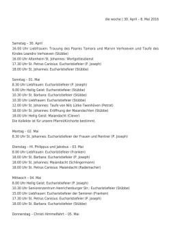 die woche | 30. April &ndash; 8. Mai 2016 Samstag