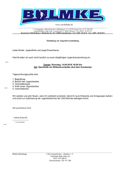 Jugendversammlung : Dienstag 14.06.2016 um 18