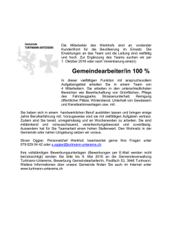 Stellenausschreibung - Gemeinde Turtmann