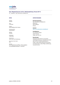 Dipl. Pflegefachperson als Stv. Abteilungsleitung