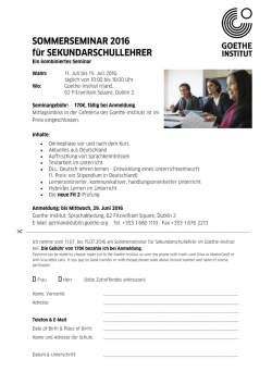 SOMMERSEMINAR 2016 für SEKUNDARSCHULLEHRER
