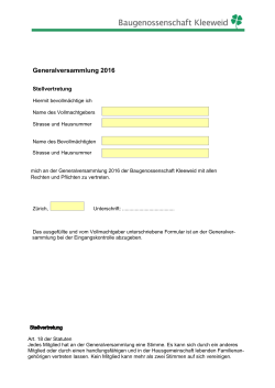 Generalversammlung 2016 - Baugenossenschaft Kleeweid