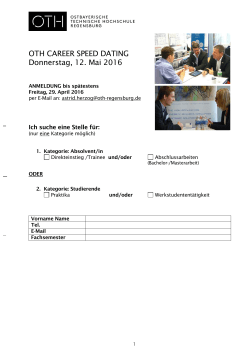 OTH CAREER SPEED DATING Donnerstag, 12