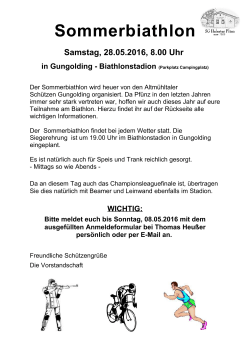 Einladung zum Sommerbiathlon am SA, 28.05.2016 in Gungolding