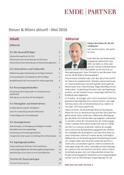 Steuer & Bilanz aktuell - Mai 2016