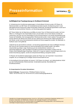 Auffälligkeit bei Fassbeprobung im Kraftwerk Krümmel