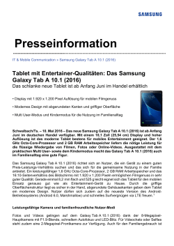 Tablet mit Entertainer-Qualitäten: Das Samsung Galaxy Tab A 10.1