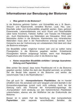 Informationen zur Benutzung der Biotonne