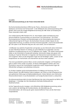 PM "HRK-Jahresversammlung an der Freien Universität Berlin"