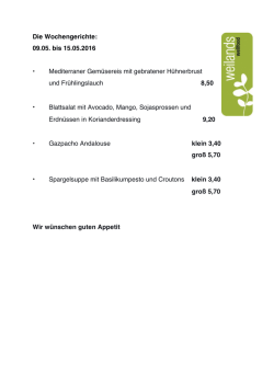 Die Wochengerichte - weilands wellfood