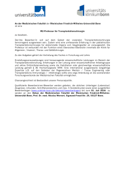 W2-Professur f&uuml;r Transplantationschirurgie