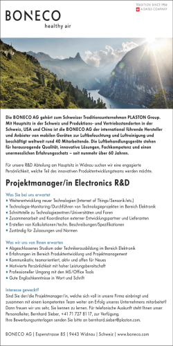 Projektmanager/in Electronics R&D