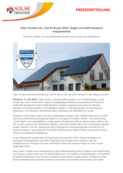 pressemitteilung - Solar Frontier Europe GmbH