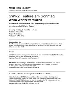 SWR2 Feature am Sonntag