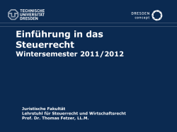 Allgemeines Steuerrecht Wintersemester 2011/2012