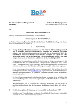 der Einberufung zur Hauptversammlung / Tagesordnung mit