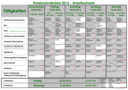 Arbeitsplan, Stand 18.04.2016