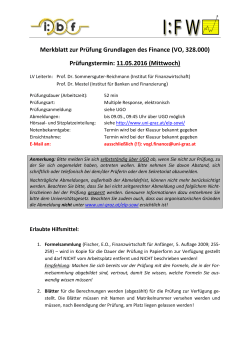 Merkblatt zur Prüfung Grundlagen des Finance (VO, 328.000