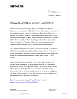 Presseinformation: Railpool bestellt fünf Vectron