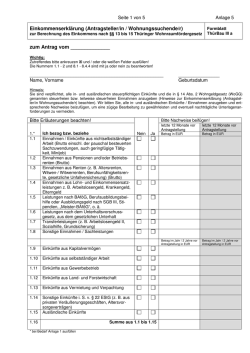Einkommenserklärung (Antragsteller/in / Wohnungssuchende/r)