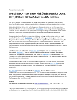 One Click LCA – Mit einem Klick Ökobilanzen für DGNB