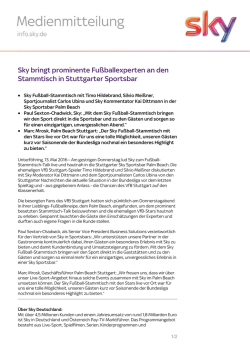 Sky bringt prominente Fußballexperten an den Stammtisch in