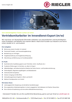 Vertriebsmitarbeiter im Innendienst-Export (m/w)