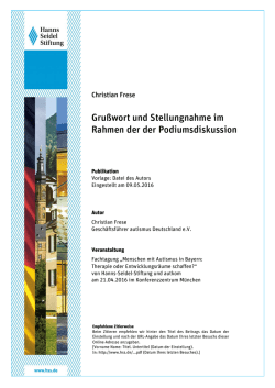 Gru&szlig;wort und Stellungnahme im Rahmen der der Podiumsdiskussion